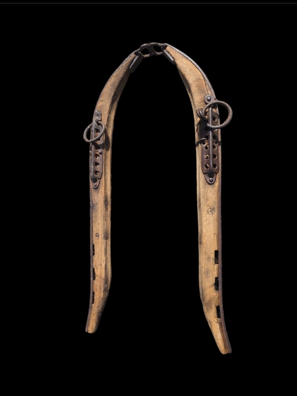 Antique Horse / Mule Wood Harness Hames. Iron.